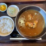 島田屋 - 料理写真:鶏カレーうどん並　半ライス