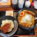伊呂葉食堂 - ラーメン+ミニアジフライ丼1400円←麺は大盛り無料なり 食べ応え