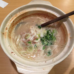 ハングル・タイガー・ダイニング - サムゲタン鍋の残り汁にうどんが入りました。