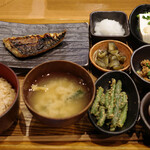 しんぱち食堂 - 料理写真:（朝定食）さば文化干し定食、小鉢いろいろ