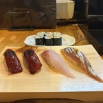市原江戸銀 - 料理写真:づけ、ほうぼう、鰹、赤貝紐