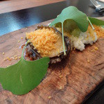 やまぐち - 9月昼　巨大なアワビ。カラスミたっぷり