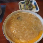 比良山荘 - 締めの雑炊。昔はうどんしか無かったそうです。