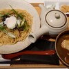 おだしもん - 鹿児島県産黒豚と九条葱のあご出汁つけパスタ　税込み価格1529円