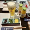 居酒屋割烹 新粋 - お通しと生中とジュース