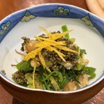 はし田屋 - せせりとなんとか？の柚子なんとか〜。彩もキレイで、お酒のアテに良しでした〜