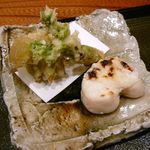 【ふぐ白子塩焼き、タラの芽とフキノトウの天ぷら】★2015/1