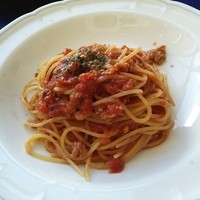 鉄板焼き 銀座 ポルトファーロ 本店 - たしか、マグロのラグー？トマトソースのパスタ