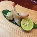 松川 - 2015.2 ホッキ貝の焼きと蕗の薹の天婦羅