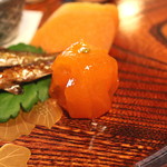 瓢亭 - 八寸（金柑の蜜煮）　(2015/01)