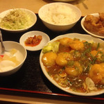 台湾料理 百味鮮 - 2015.2.3  エビチリ定食☆  1180円（税抜き）