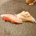 Sushi Ochiai - かわはぎと金目鯛〜\( ˆoˆ )/
                        美味しい〜♪