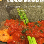 Italian Shokudo Shu - Salmon Meunière with Asparagus and Vermouth Sauce