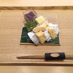 茶洒 金田中 - 本わらび餅 白玉 三色餡添へ（1,500円）