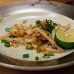 寿司処静 - 半分食べちゃった　生からすみとイカのソテー