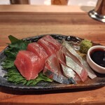 英洋軒 白金 - 本マグロ、シマアジ刺身合わせて1千円くらいかな