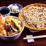 吉祥庵 - 海老天丼とおそばのランチセット　1,180円