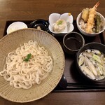 だしとおうどん まつしん - 「2種のつけ汁うどんとミニ天丼」1,380円税込み♫