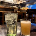 居酒屋こころ - ノンアルビールを注ぐママ友♡