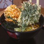 箱根そば - 料理写真:桜海老のミニかき揚げ天と春菊天そば@税込680円