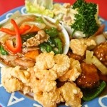 北京飯店 - B定食（八宝菜、酢豚、エビ天）