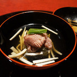 にくの匠 三芳 - 賀茂なす素麺と牛テールのお椀(2014/9月撮影)