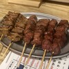上本町 チエちゃん - 「会員セット」(税込1,320円)の豚ホルモン串焼き3種　※会員セットは串焼きの他､ビールとモツ煮が付きます