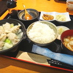 Tenfuji - 蒸し鍋餃子定食のミニうどん
