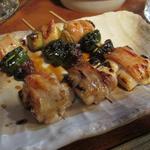 鳥幸 - ねぎま（150円）一般的な鶏肉、ネギ、鶏肉、ネギと違い、ネギを鶏肉で巻いた珍しいねぎまでした。