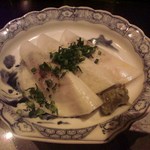 アシェット・ド・マコ - 締め鯖炙りの千枚漬巻