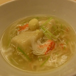 銀座 小十 - かしら芋の蟹あんかけ。生姜添え