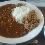 すき家 - 牛あいがけカレー、大盛、唐揚げ4個