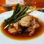 毛蟹の醤油漬けと行者大蒜・・。