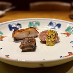 中国懐石×wine Chinese恵泉 - 香港式焼物。豆鼓叉焼＆香港ベーコン＆香港ソーセージ。