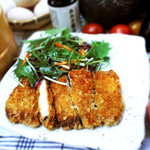 With 2 types of sauce. Freshly fried swordfish cutlet set