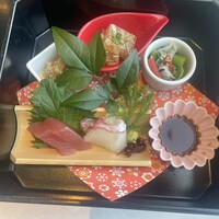 一舞庵 - 先付け3種、お造り盛り合わせ