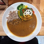 モジャカレー - 野菜カレー＋トッピングビーフ（ライス小盛り）