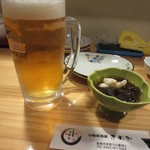 Kiwami - 生ビールとつき出し(お通し)