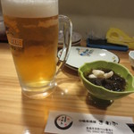 きわみ - 生ビールとつき出し(お通し)