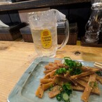 らーめん矢吹 - おつまみメンマ/ハイボール(¥600/¥400)