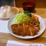 キッチン南海 - チキンカツ&しょうが焼きライス850円ライス大盛り100円です。