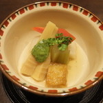 銀座 吉本 - 長芋 竹の子 粟麩 蕗 木の芽味噌