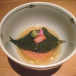 蕎麦 案山子 - 真鯛の桜蒸し