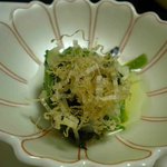 Kansuien Kakuraku - 春野菜浸し（ほうれん草、ウド、しめじ）