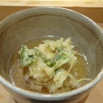 天や - 〆の天茶（赤足えびのかき揚げ）