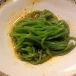 薬膳火鍋しゃぶしゃぶ 小尾羊 - 〆の翡翠麺（薬膳スープ）♪