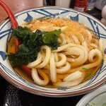 丸亀製麺 - 無料サービスで貰った、ぶっかけうどん温、こちらには温出汁を入れて、かけうどんとして、いただきました