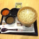 MARUGAME SEIMEN - 茹ではじめていました本日の初釜。6分で出てきました。タイ丸亀製麺で壱番太麺、文句ありません