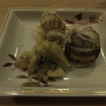 うを徳 - 粟麩ふき味噌、八幡巻、ユリ根胡麻味噌