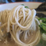 大砲ラーメン - 麺のアップ　喉越し最高！